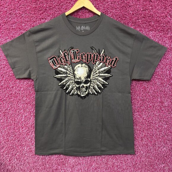 Def Leppard Winged Skill Graphic Gray T-Shirt XL - Picture 1 of 4